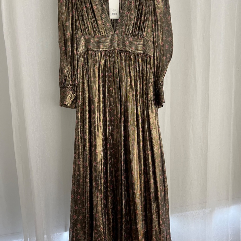 LoveShackFancy Metallic Gold and Black Long Sleeve Maxi Dress - Picture 11 of 12